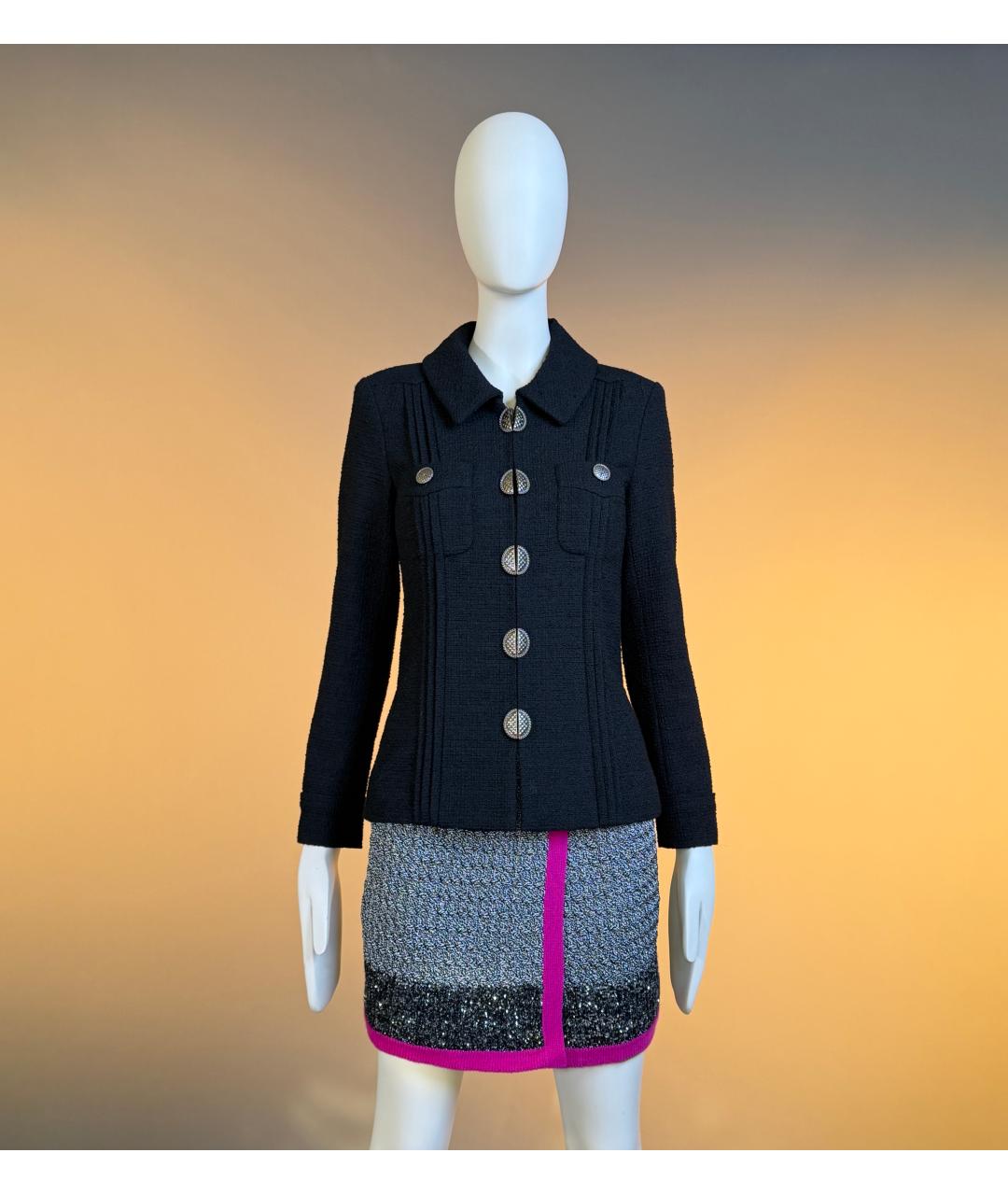 CHANEL Черный твидовый жакет/пиджак, фото 4
