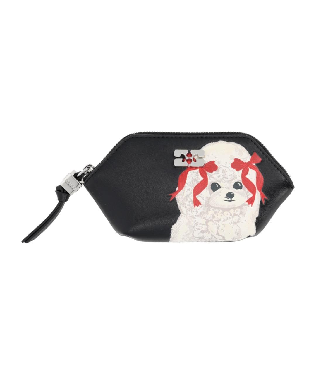 GANNI Черный кожаный кошелек, фото 1