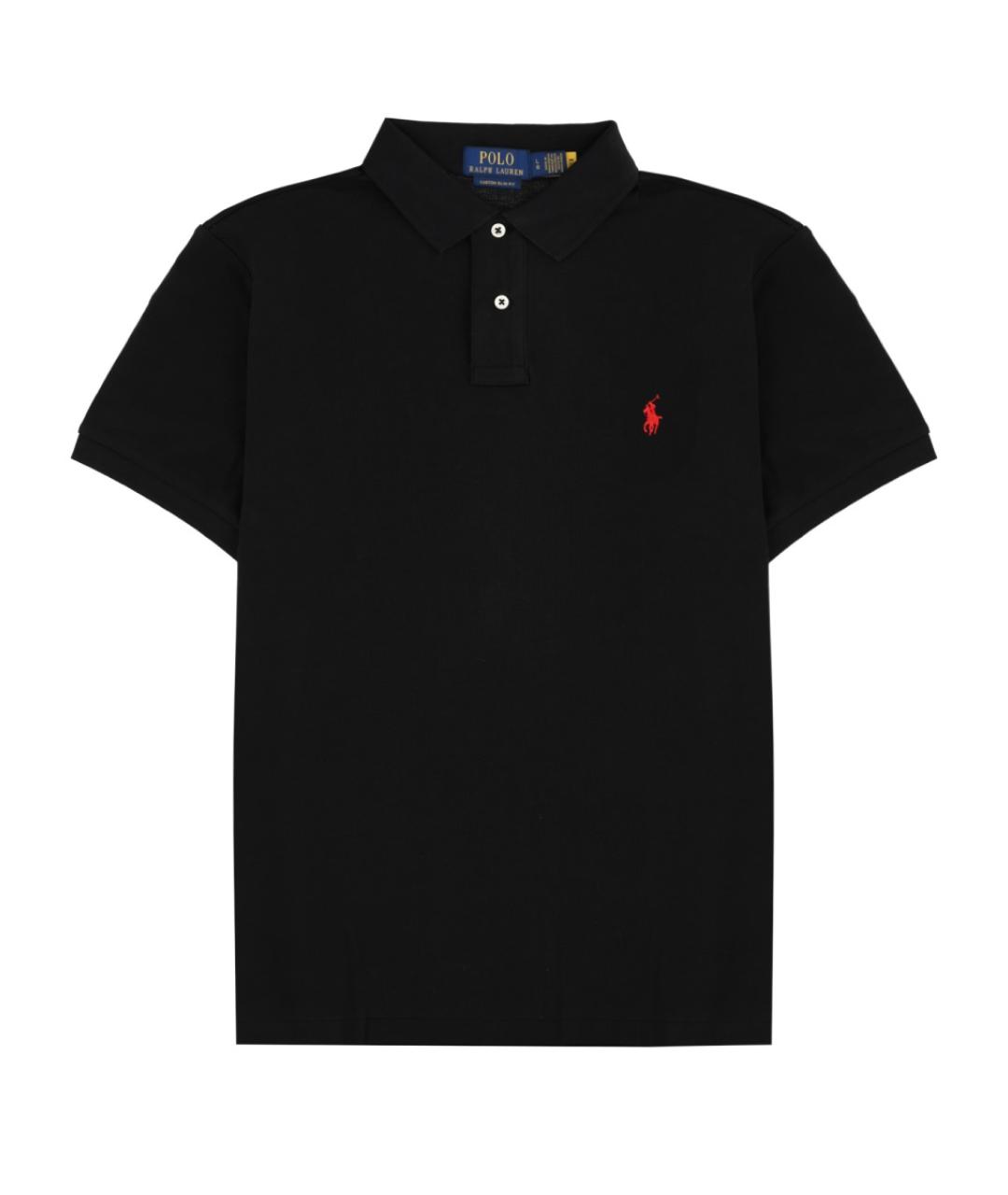 POLO RALPH LAUREN Черное хлопковое поло с коротким рукавом, фото 1