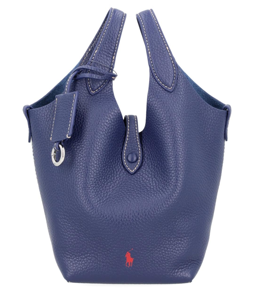 POLO RALPH LAUREN Синяя кожаная сумка с короткими ручками, фото 1