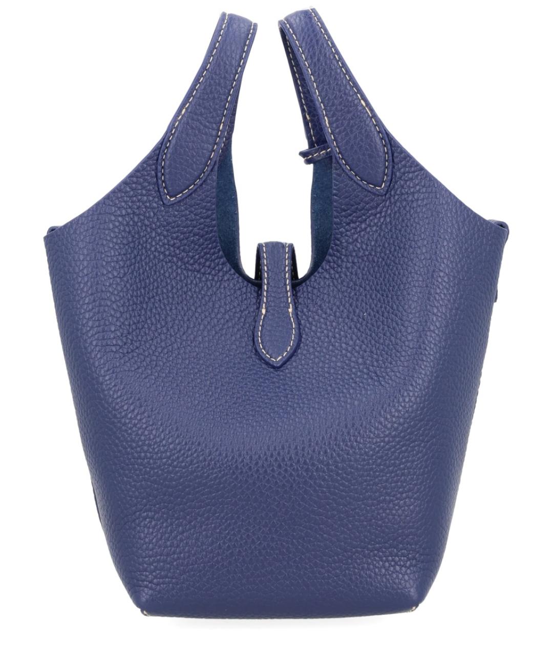 POLO RALPH LAUREN Синяя кожаная сумка с короткими ручками, фото 3