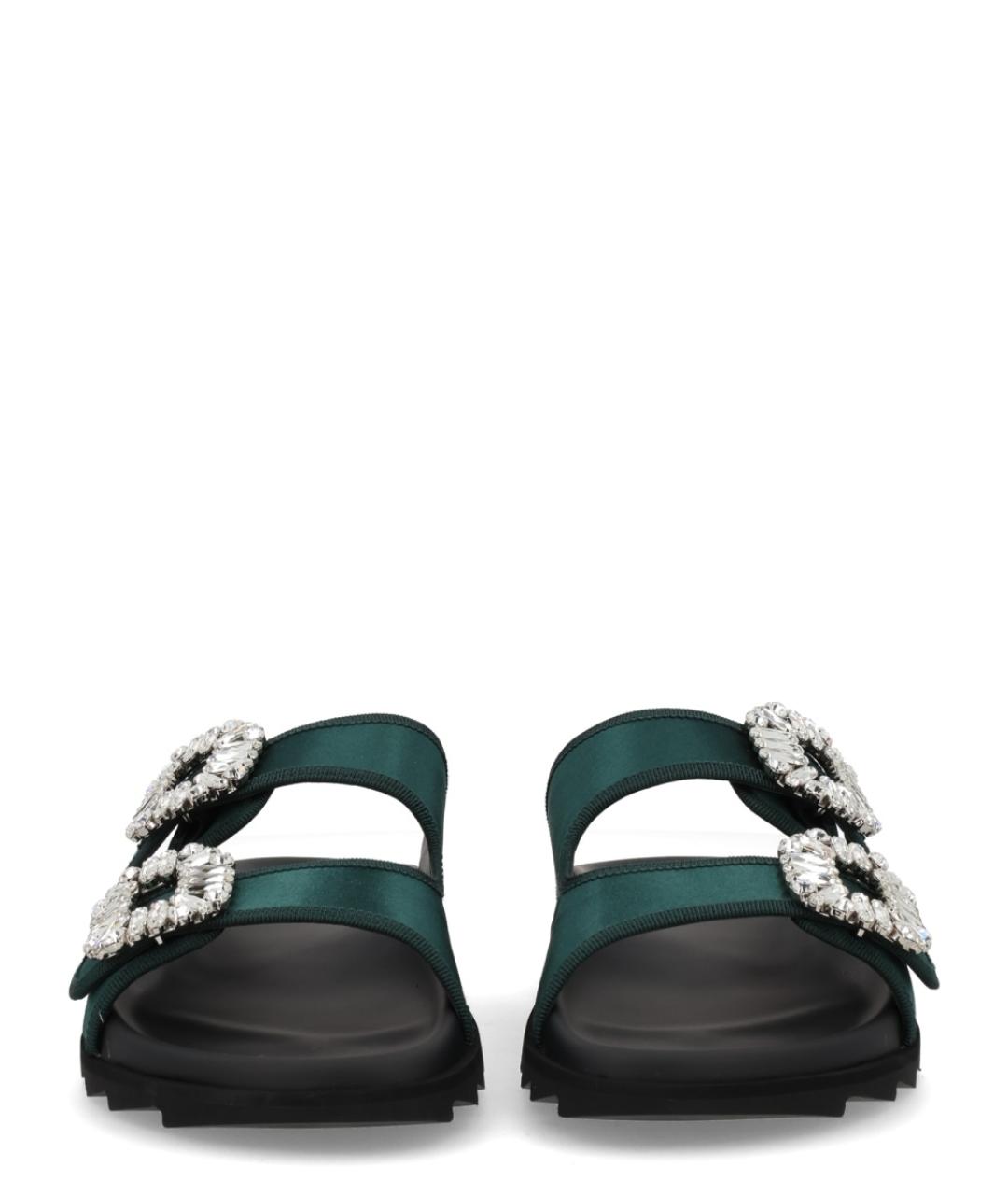 ROGER VIVIER Зеленые текстильные босоножки, фото 3