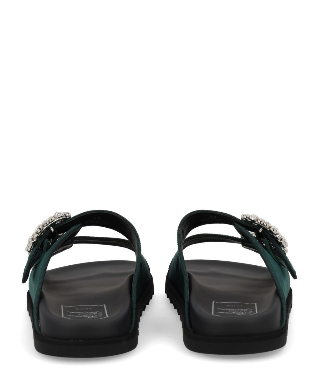 ROGER VIVIER Зеленые текстильные босоножки, фото 4