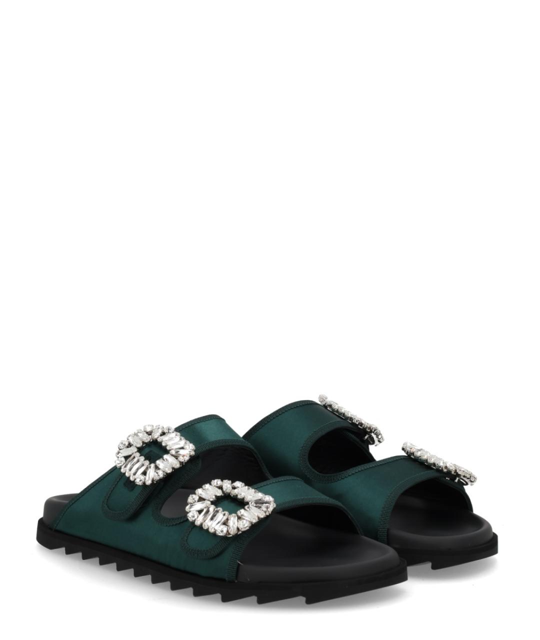 ROGER VIVIER Зеленые текстильные босоножки, фото 2