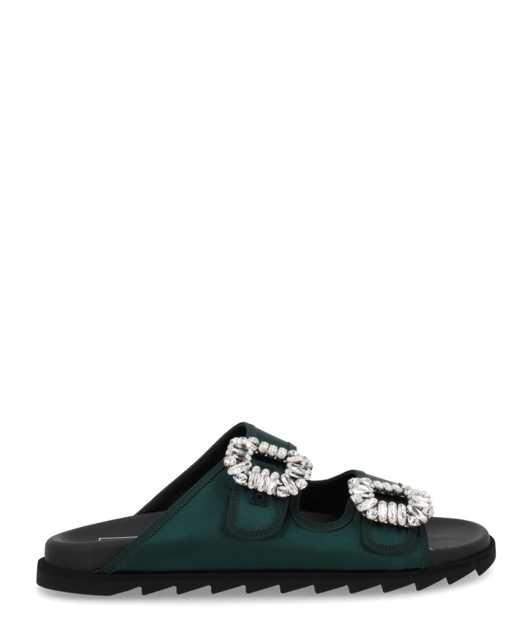 ROGER VIVIER Зеленые текстильные босоножки, фото 1