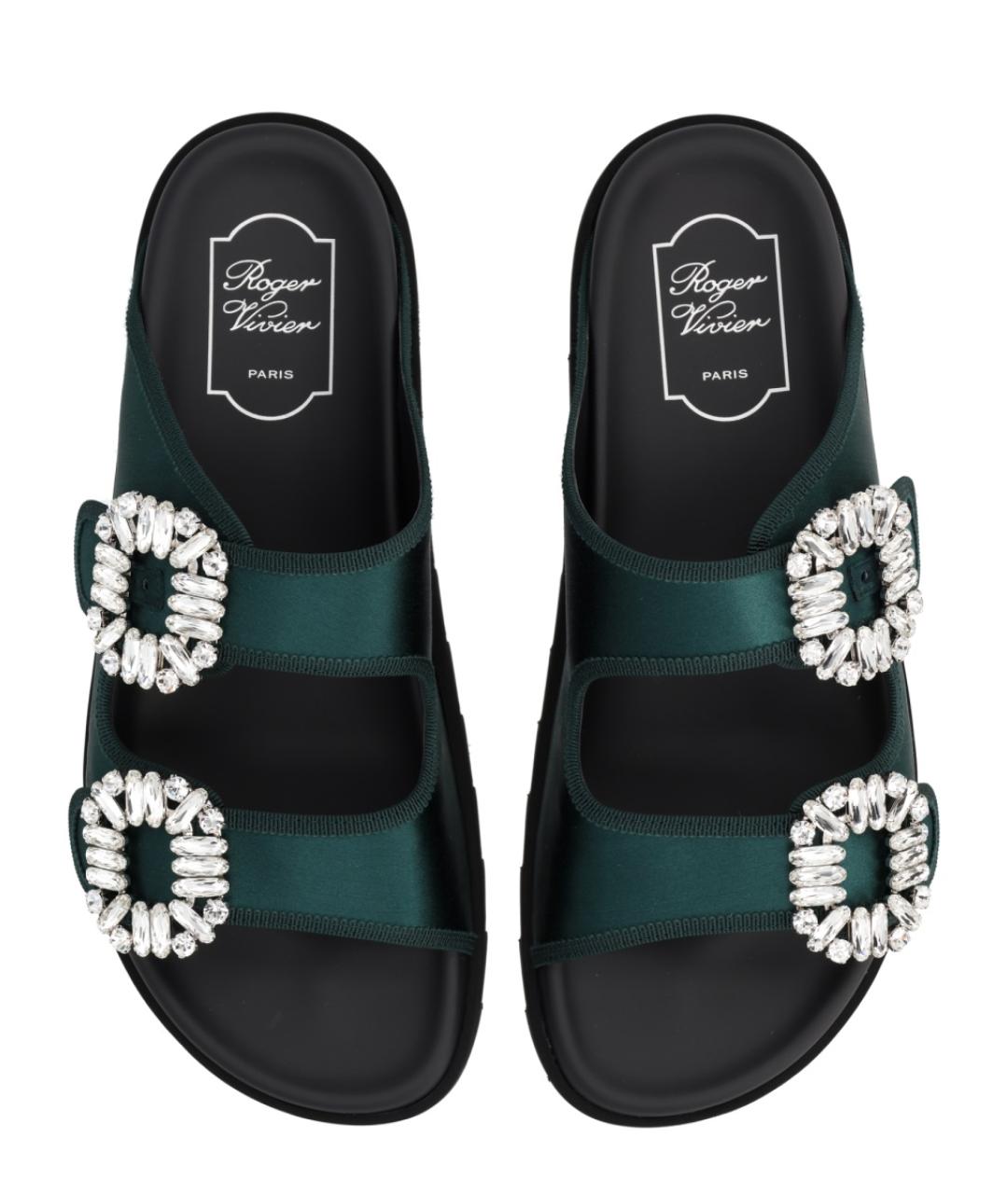 ROGER VIVIER Зеленые текстильные босоножки, фото 5