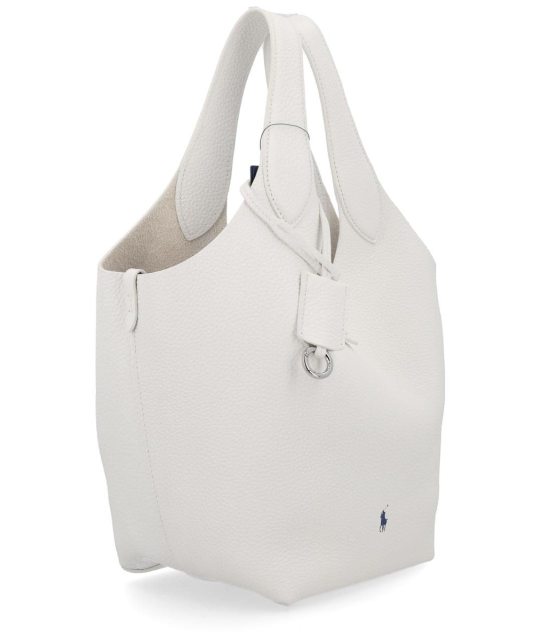 POLO RALPH LAUREN Белая кожаная сумка тоут, фото 2