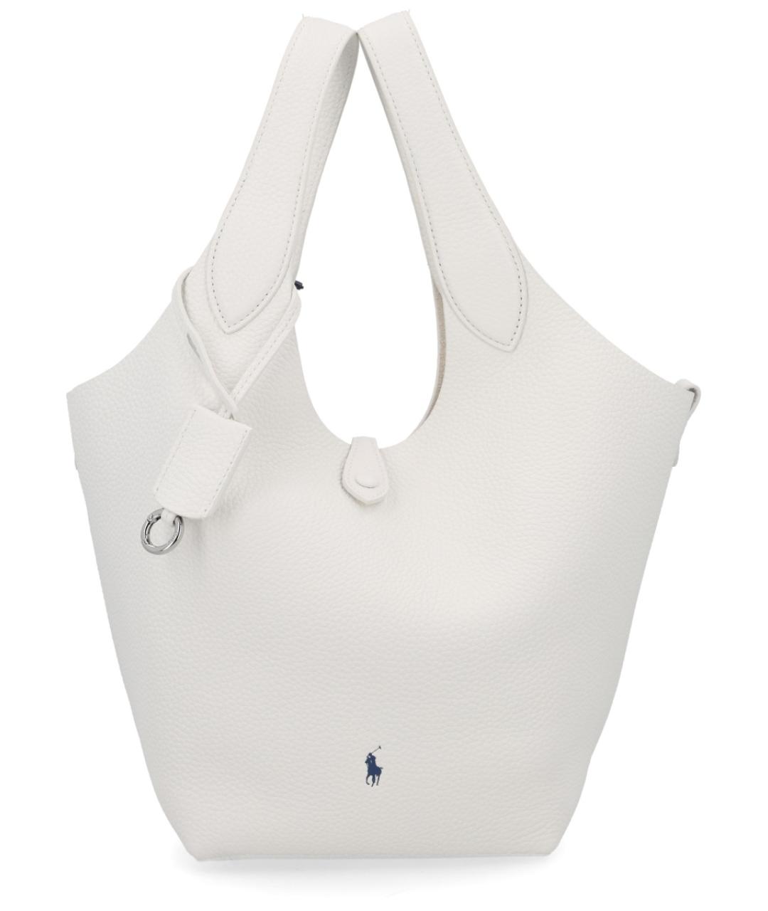 POLO RALPH LAUREN Белая кожаная сумка тоут, фото 1