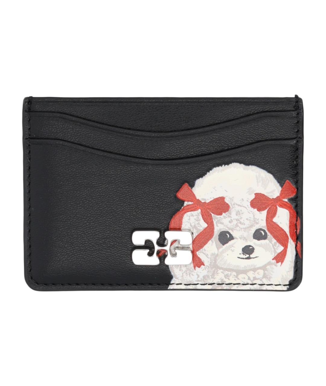 GANNI Черный кожаный кардхолдер, фото 1