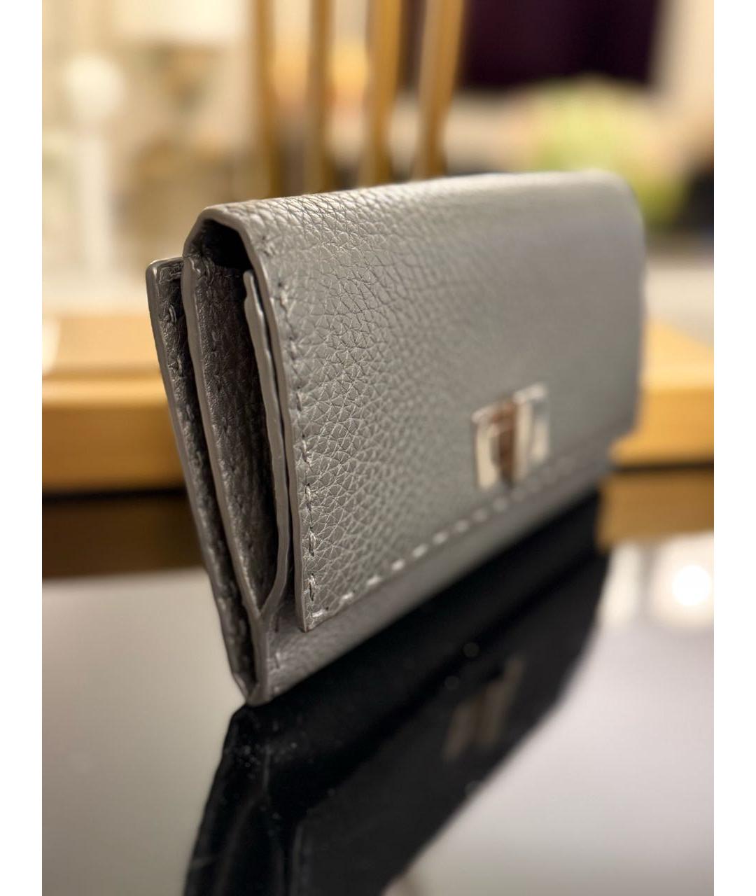 FENDI Антрацитовый кожаный кошелек, фото 2