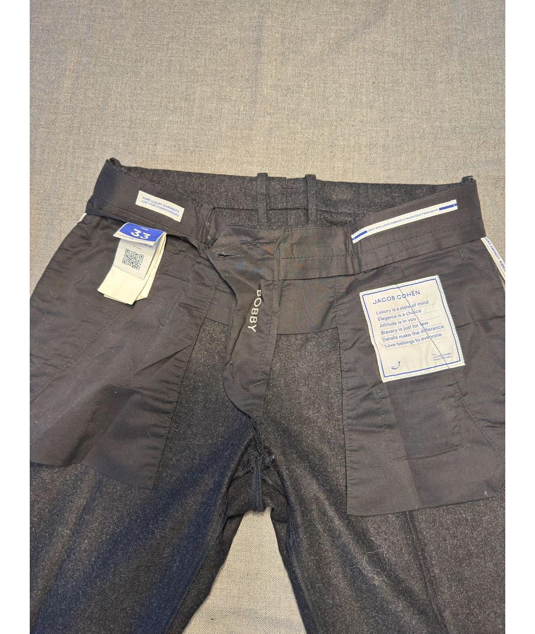 JACOB COHEN Черные шерстяные повседневные брюки, фото 4