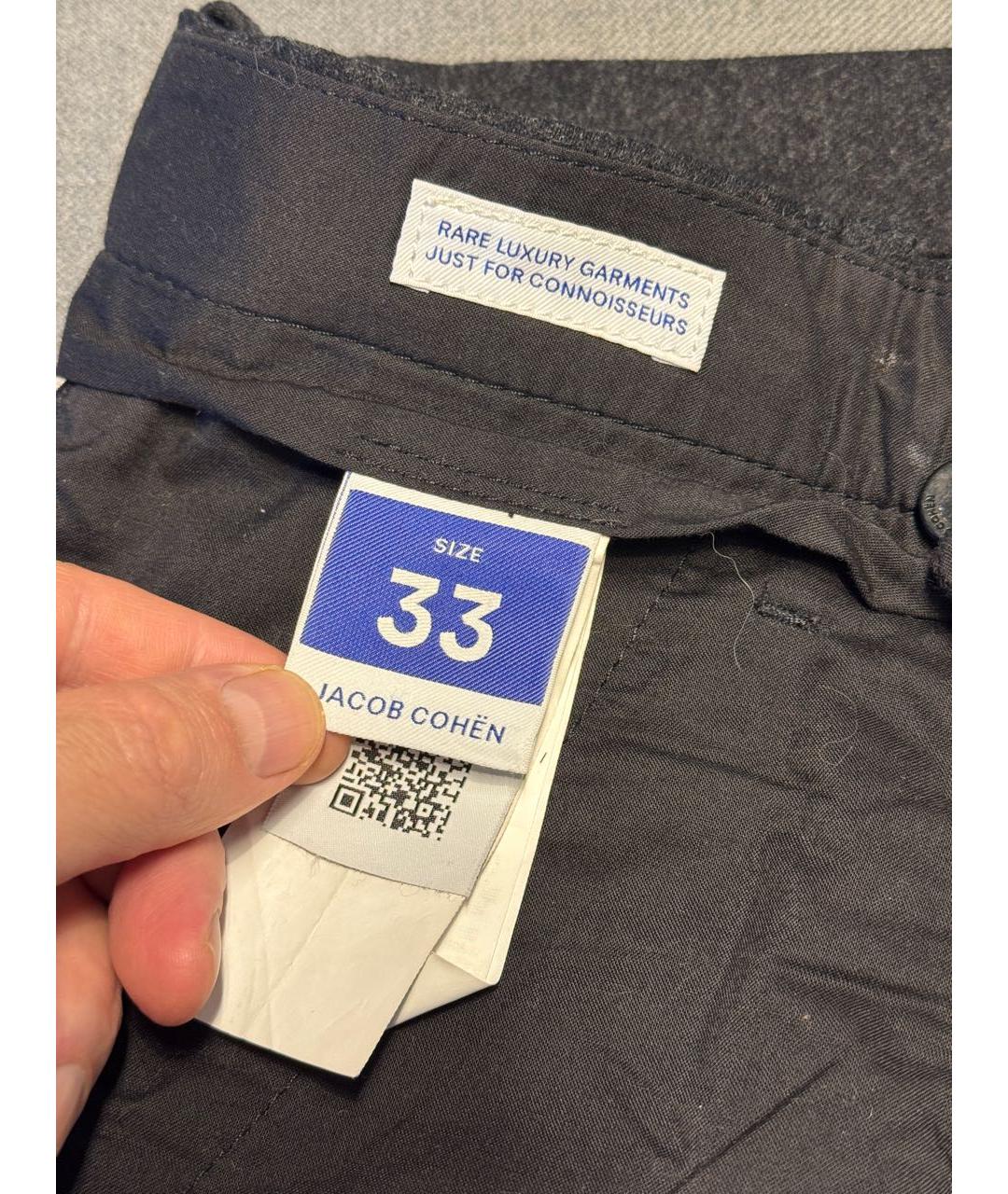 JACOB COHEN Черные шерстяные повседневные брюки, фото 5