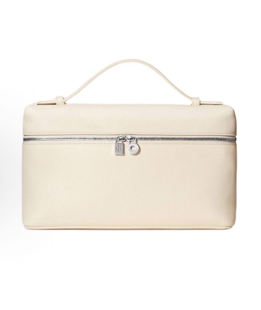 LORO PIANA Белая кожаная сумка с короткими ручками, фото 1