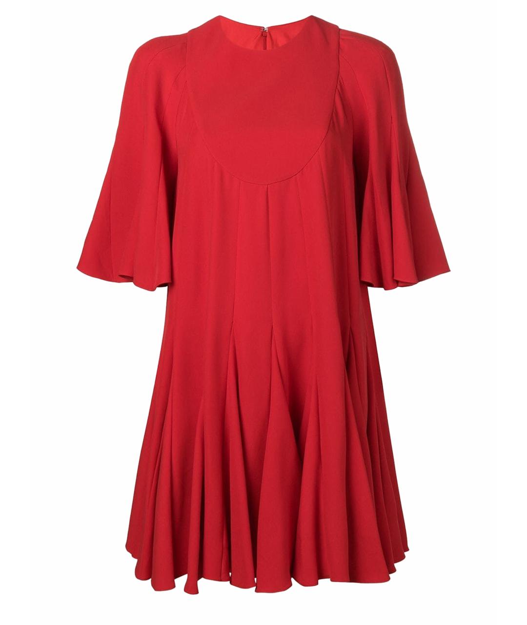 VALENTINO Красное шелковое повседневное платье, фото 1