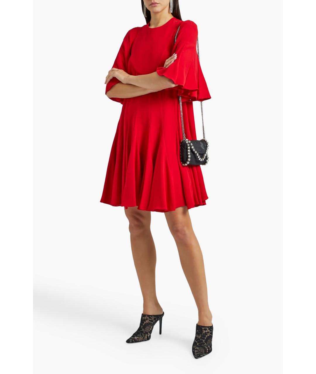 VALENTINO Красное шелковое повседневное платье, фото 2