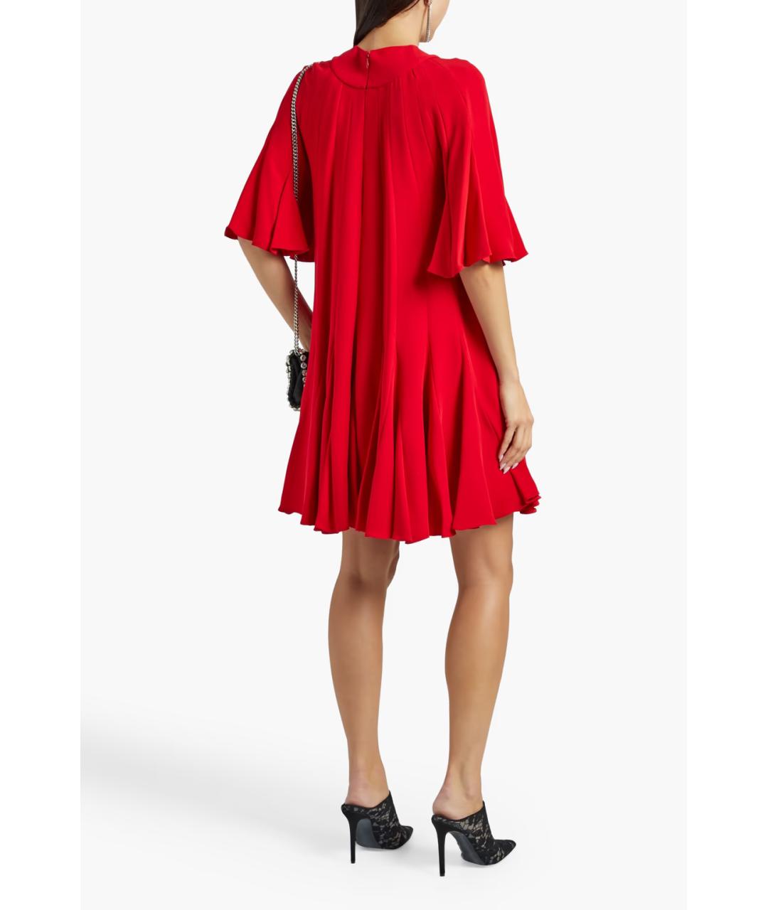 VALENTINO Красное шелковое повседневное платье, фото 3