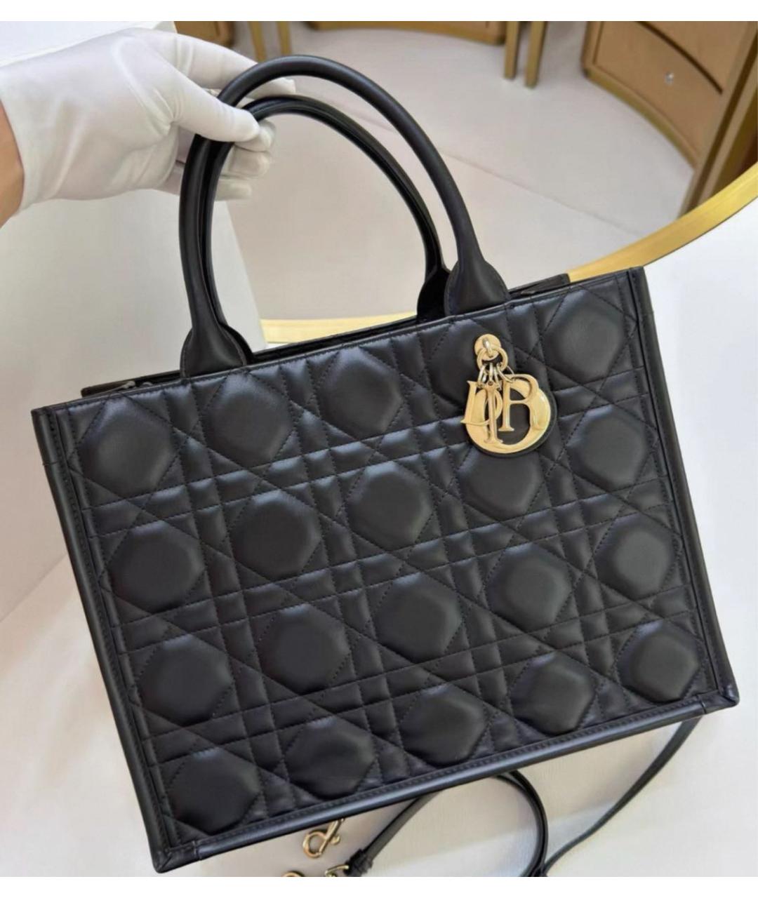 CHRISTIAN DIOR Черная кожаная сумка тоут, фото 2