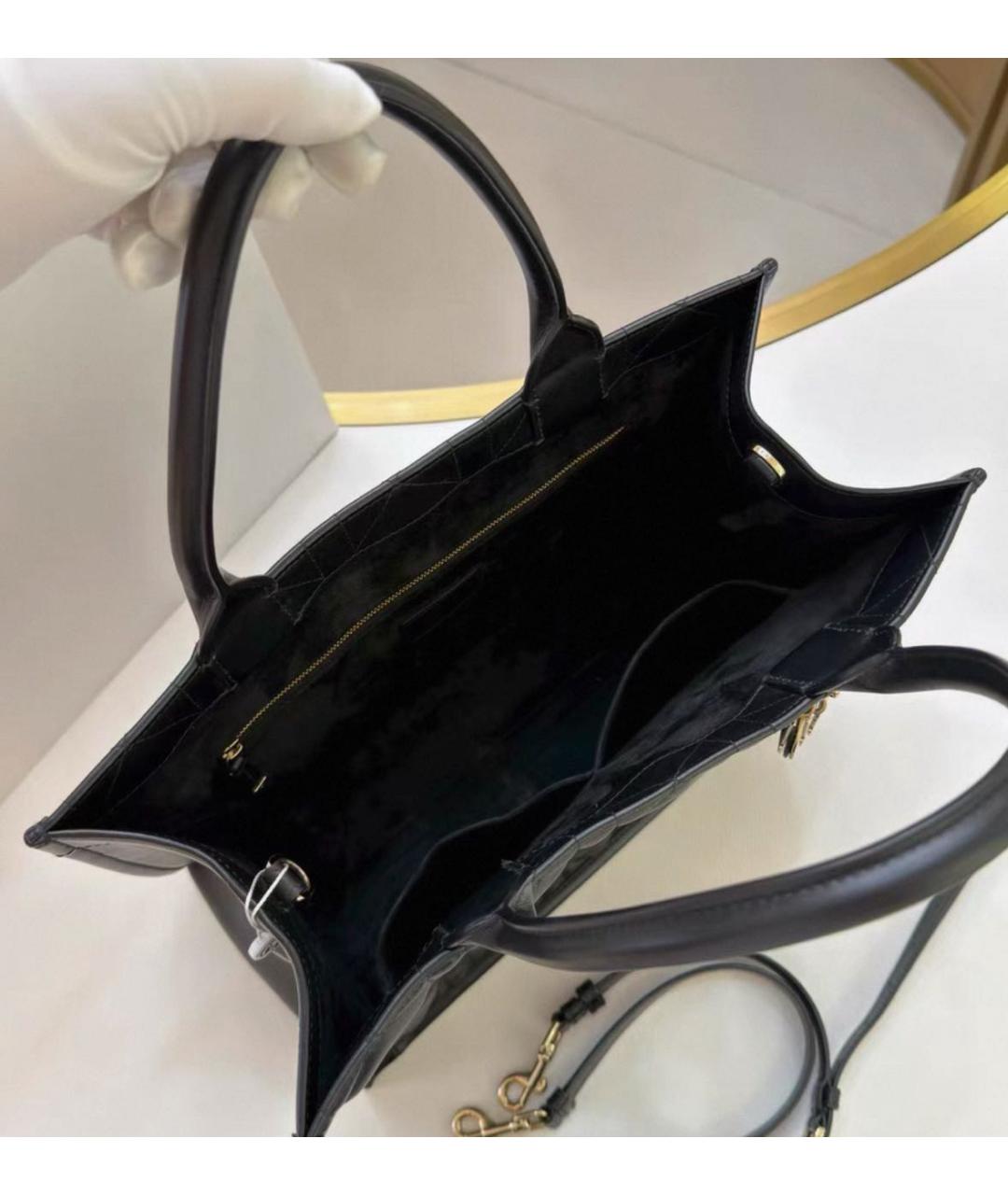 CHRISTIAN DIOR Черная кожаная сумка тоут, фото 5