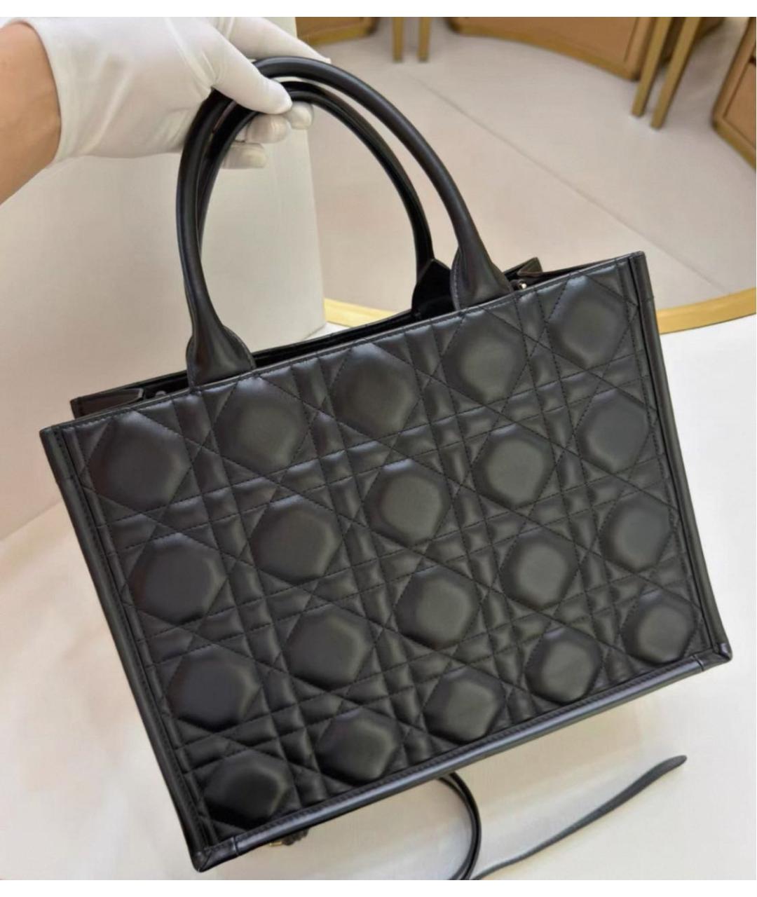 CHRISTIAN DIOR Черная кожаная сумка тоут, фото 3