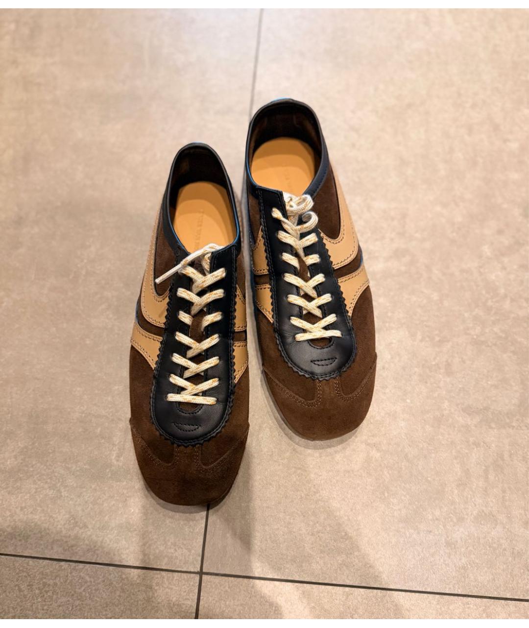 DRIES VAN NOTEN Коричневые замшевые кроссовки, фото 4