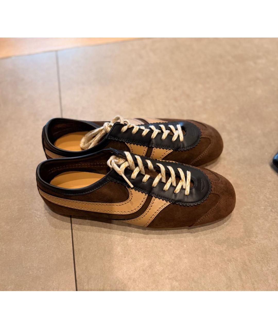 DRIES VAN NOTEN Коричневые замшевые кроссовки, фото 6