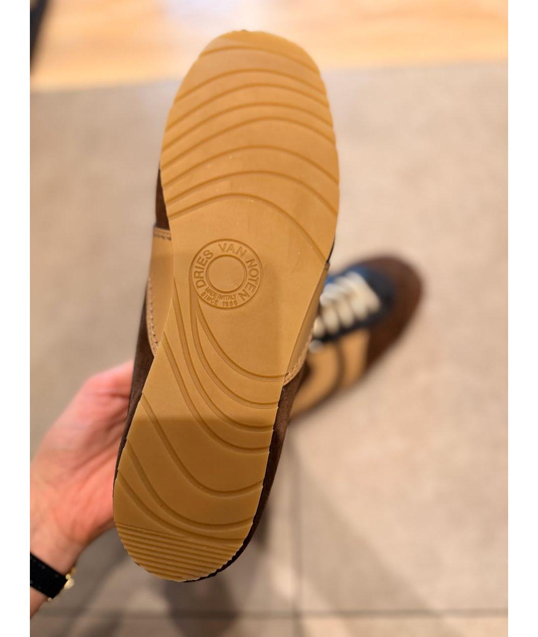 DRIES VAN NOTEN Коричневые замшевые кроссовки, фото 3