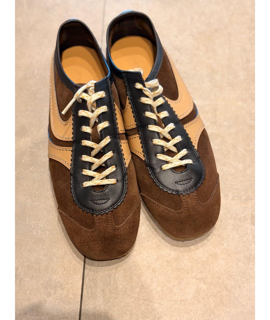 DRIES VAN NOTEN Коричневые замшевые кроссовки, фото 2