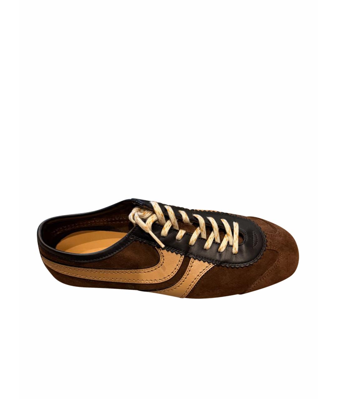 DRIES VAN NOTEN Коричневые замшевые кроссовки, фото 1