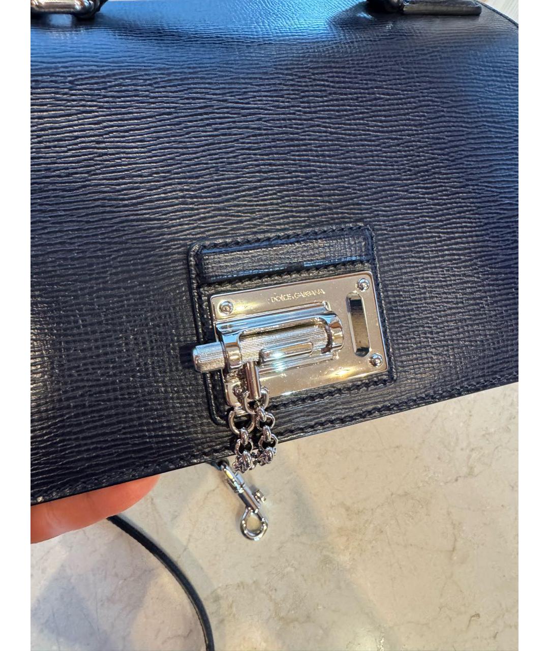 DOLCE&GABBANA Темно-синяя сумка с короткими ручками из искусственной кожи, фото 5