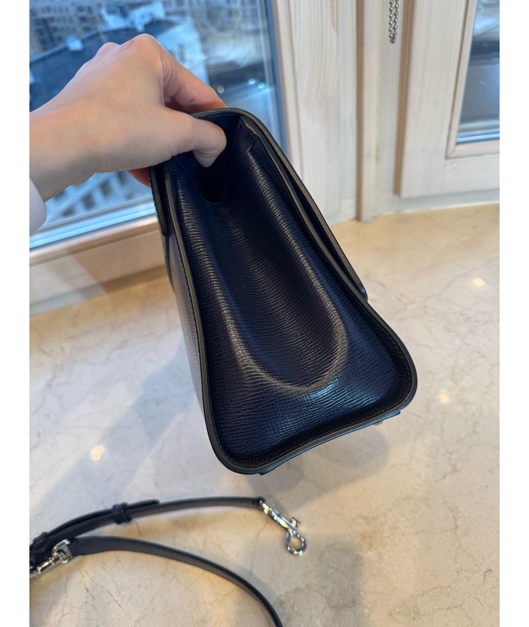 DOLCE&GABBANA Темно-синяя сумка с короткими ручками из искусственной кожи, фото 7