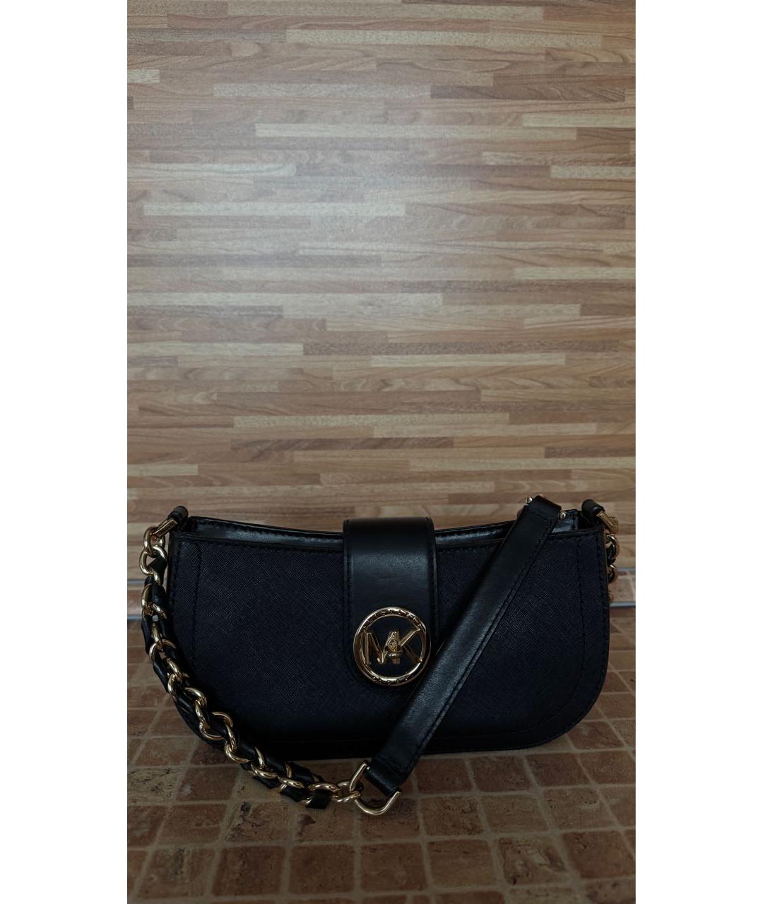 MICHAEL KORS Черная кожаная сумка через плечо, фото 2