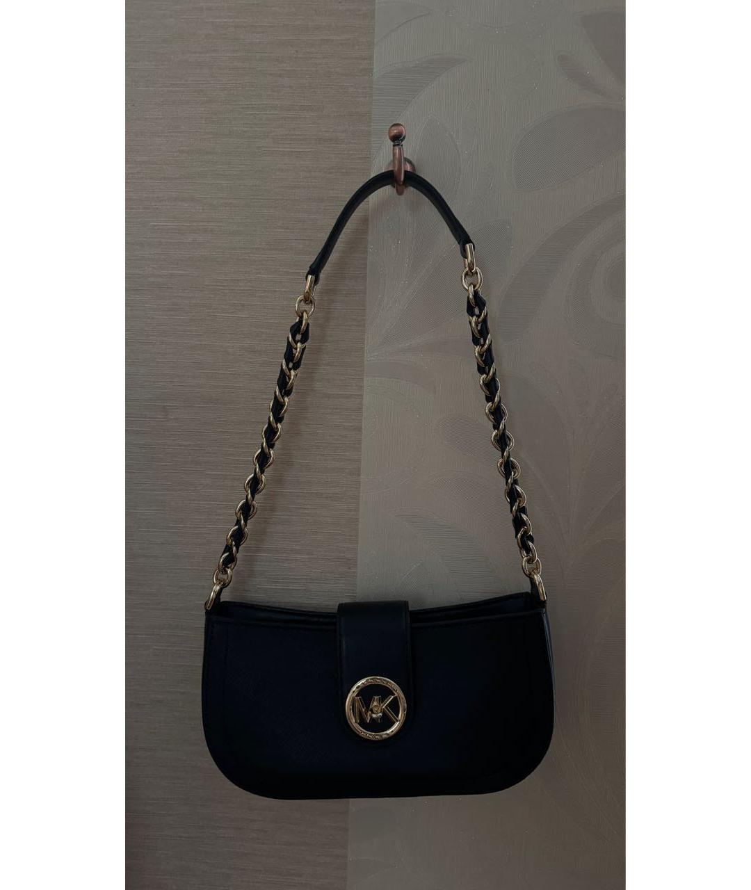 MICHAEL KORS Черная кожаная сумка через плечо, фото 4