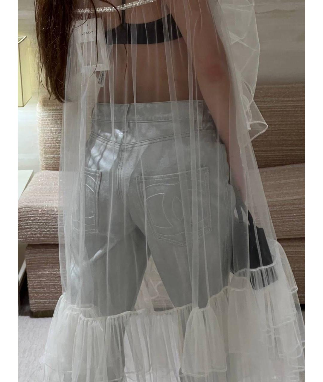 CHANEL Серебряные хлопковые прямые джинсы, фото 7