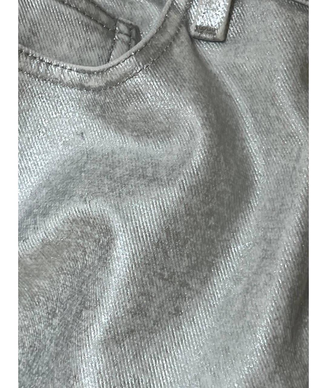 CHANEL Серебряные хлопковые прямые джинсы, фото 6