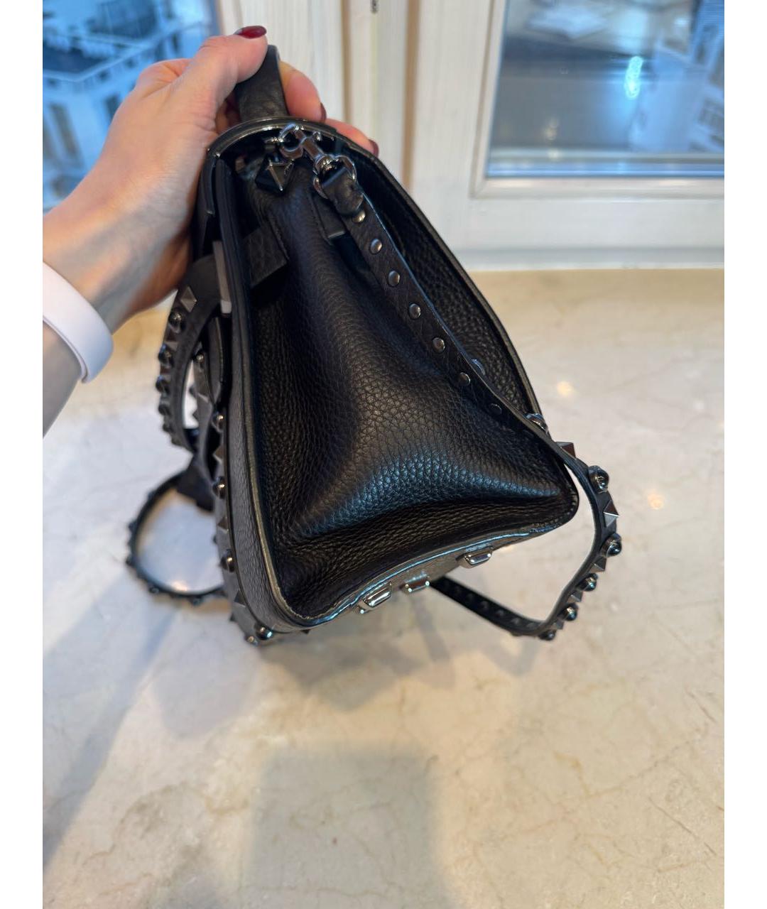 VALENTINO Черная кожаная сумка с короткими ручками, фото 6