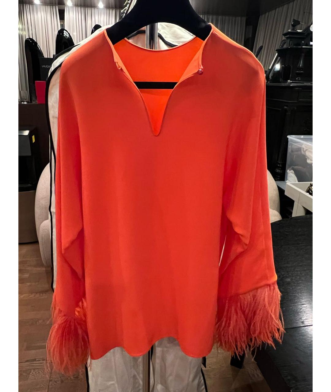 VALENTINO Оранжевая шелковая блузы, фото 2
