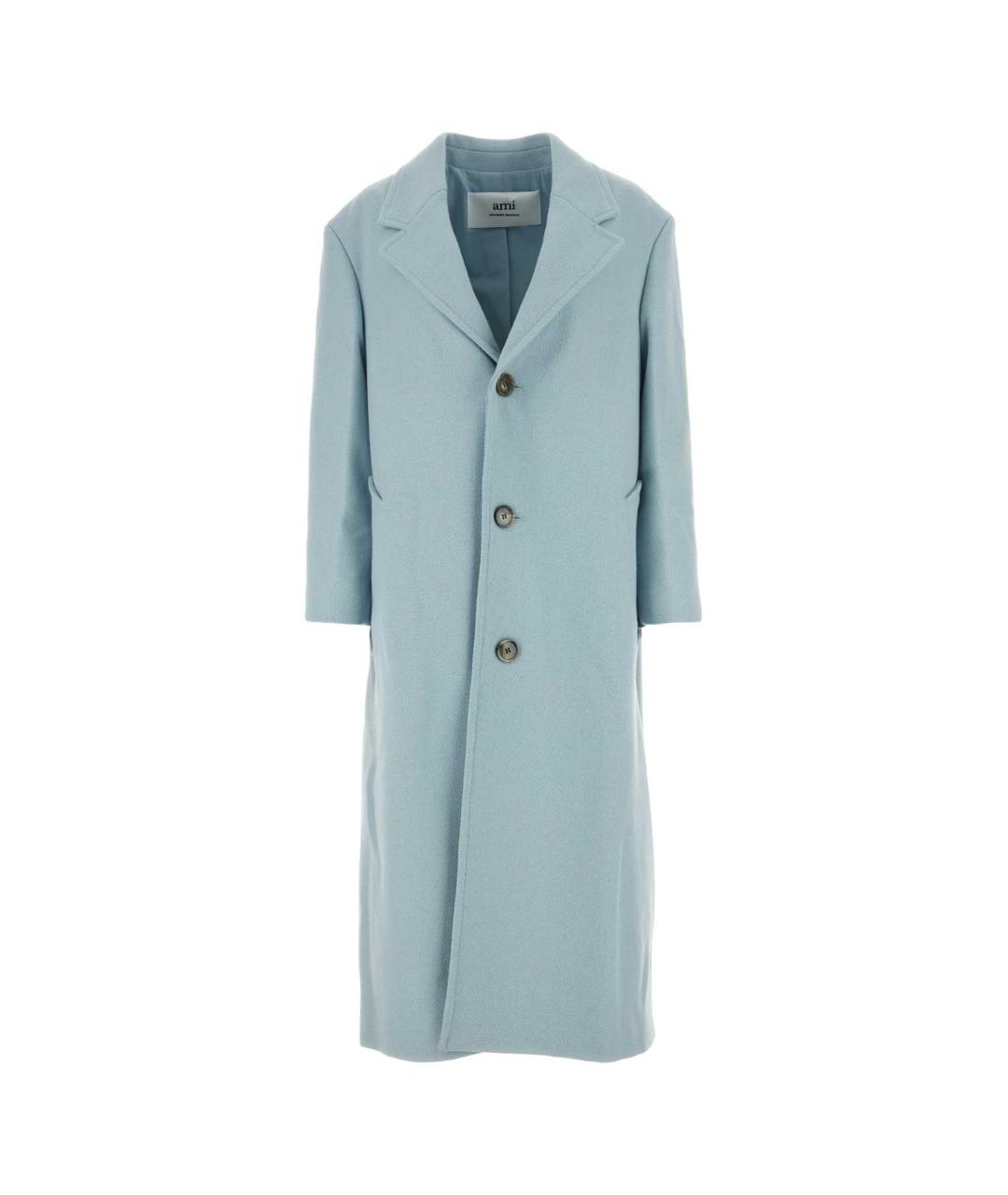 Ami Paris Голубое шерстяное пальто, фото 1