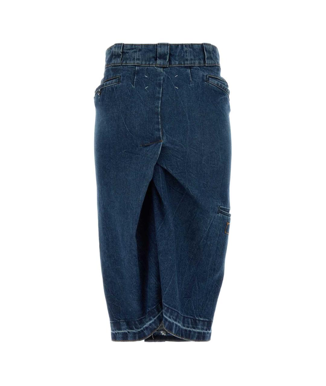 MAISON MARGIELA Синяя хлопковая юбка миди, фото 2