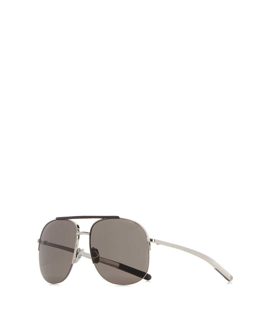 GUCCI Серебряные металлические солнцезащитные очки, фото 1