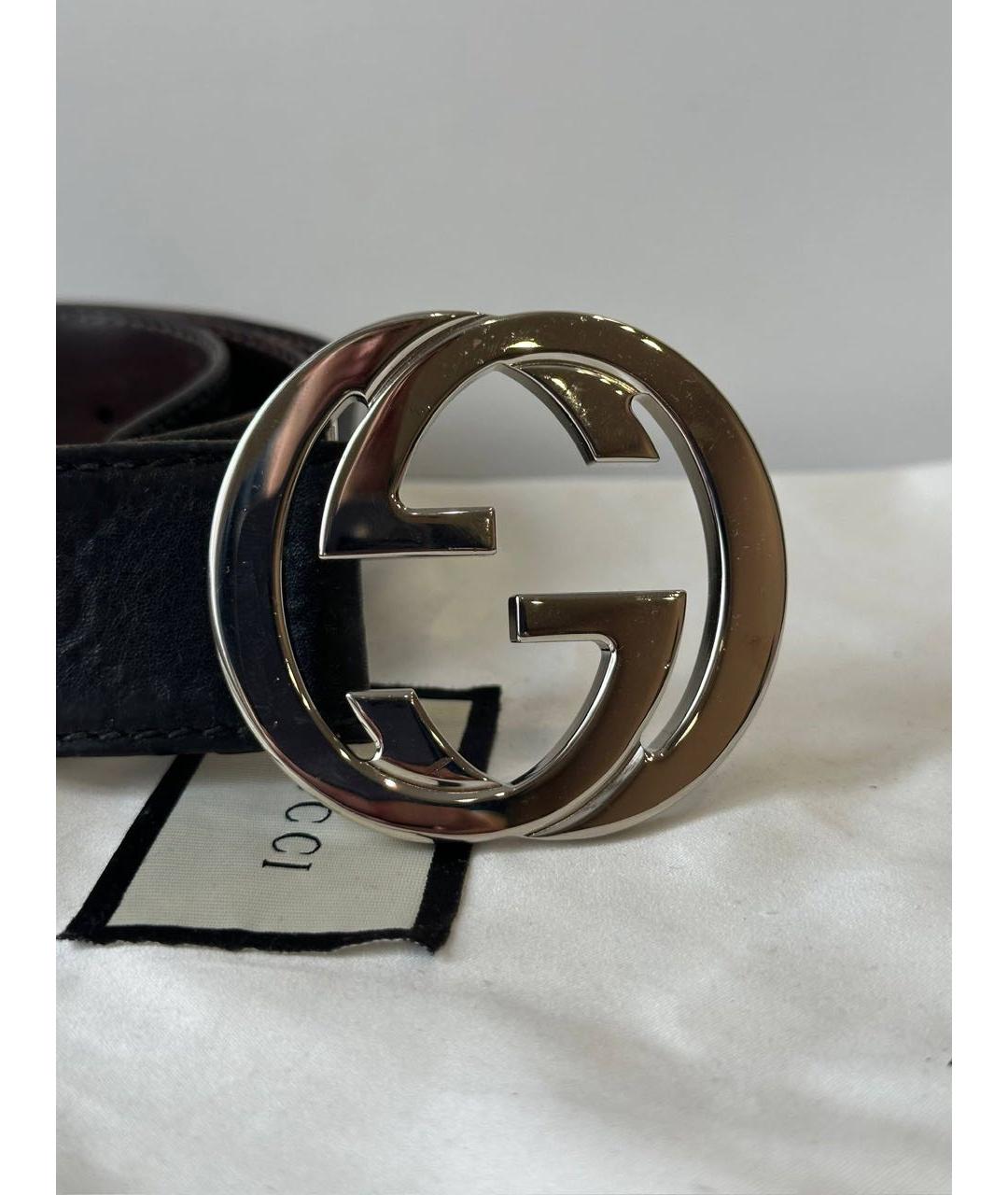 GUCCI Черный кожаный ремень, фото 3