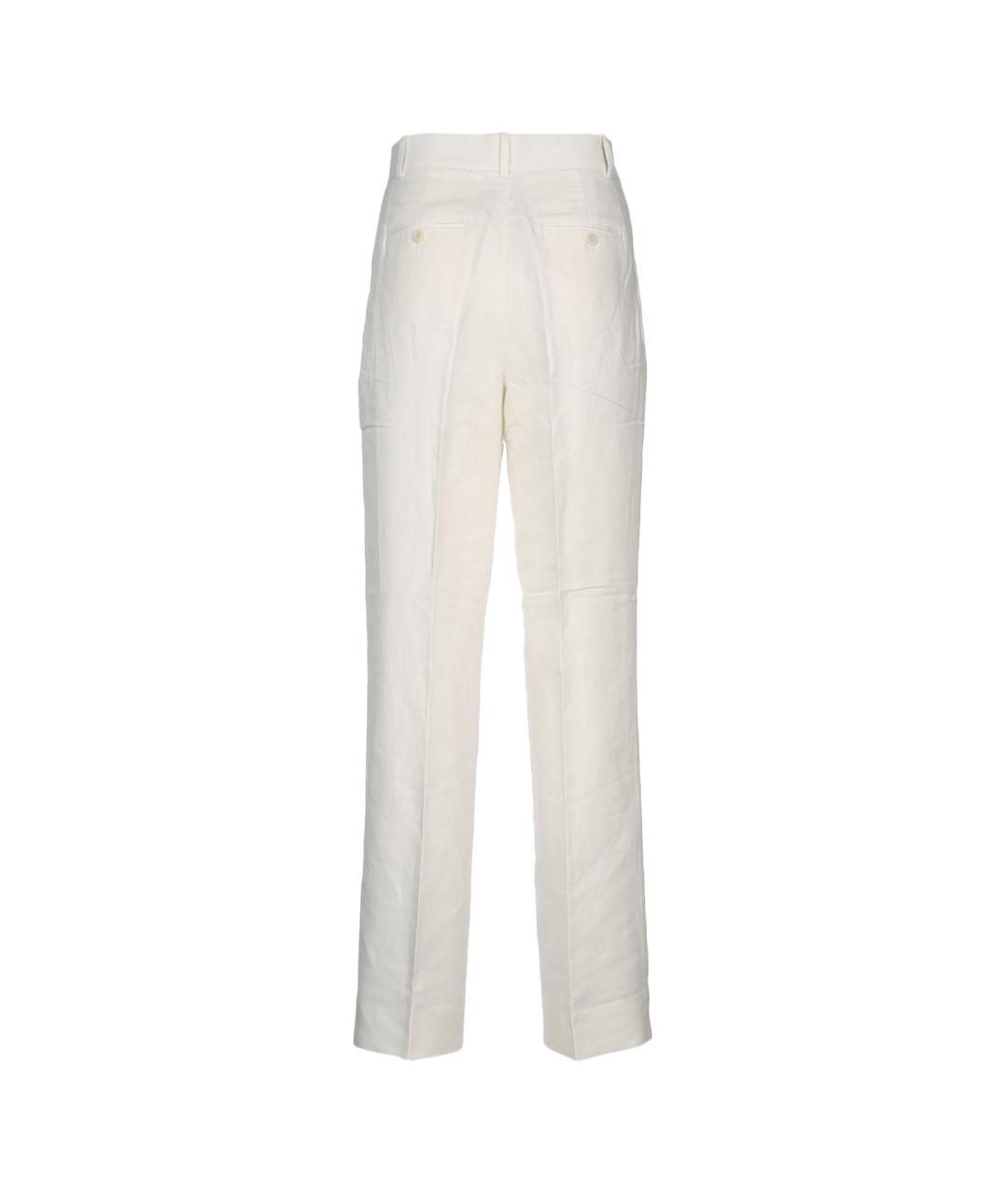 CALVIN KLEIN Белые льняные прямые брюки, фото 2