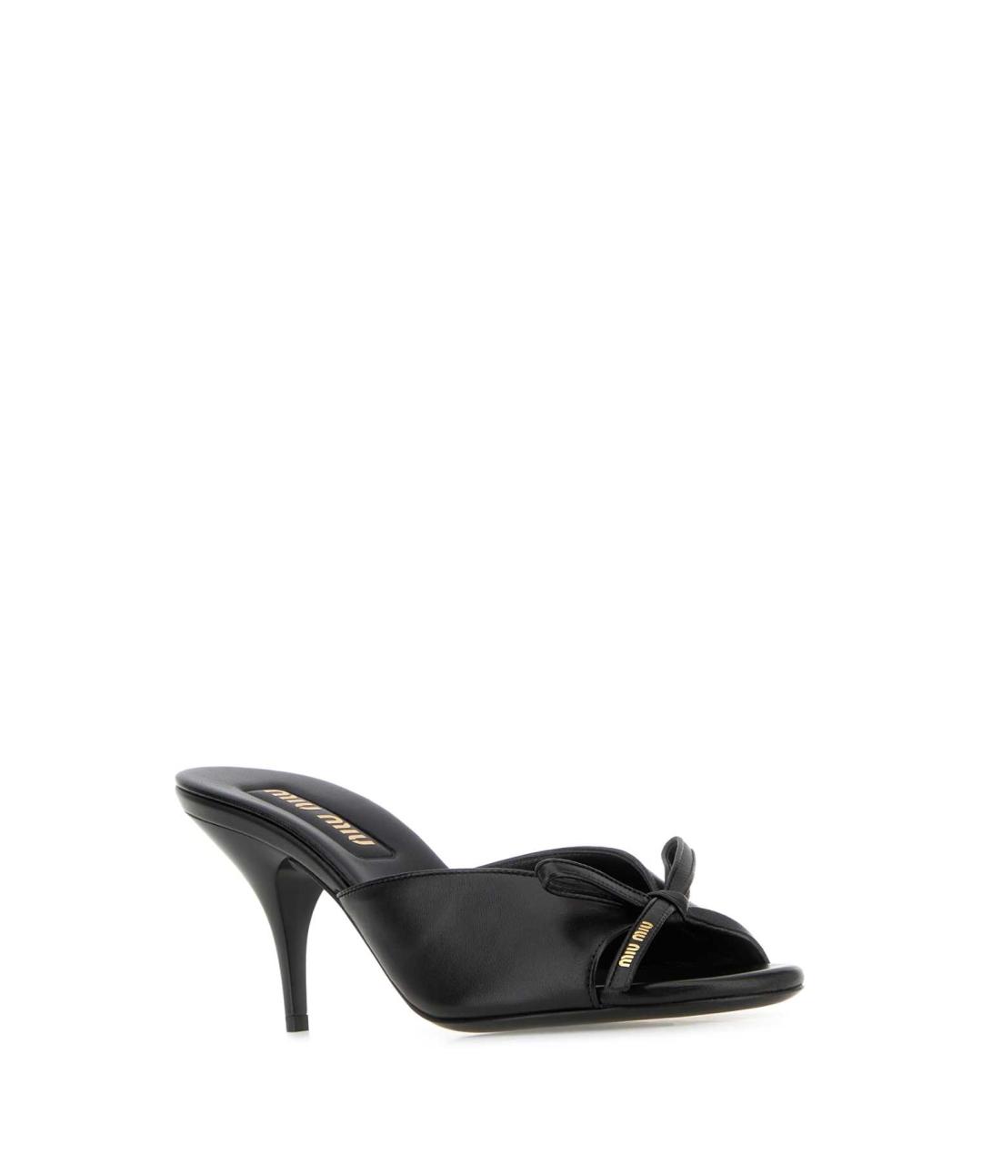 MIU MIU Черные кожаные мюли, фото 2