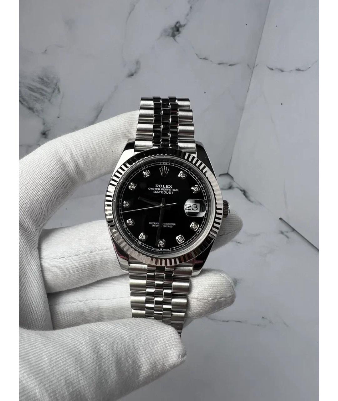 ROLEX Черные часы из белого золота, фото 2