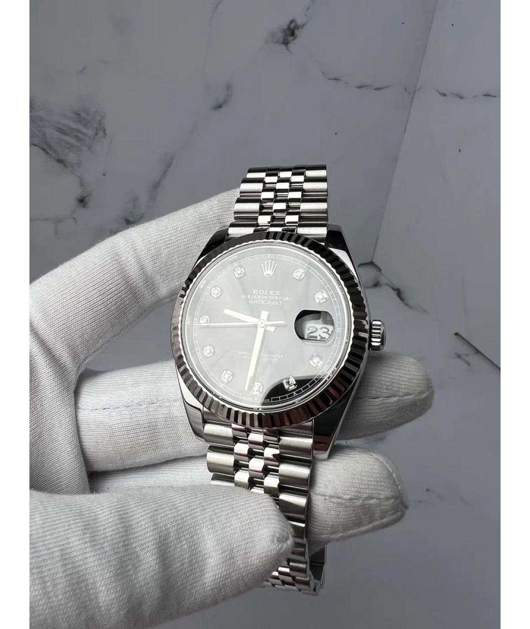 ROLEX Черные часы из белого золота, фото 3