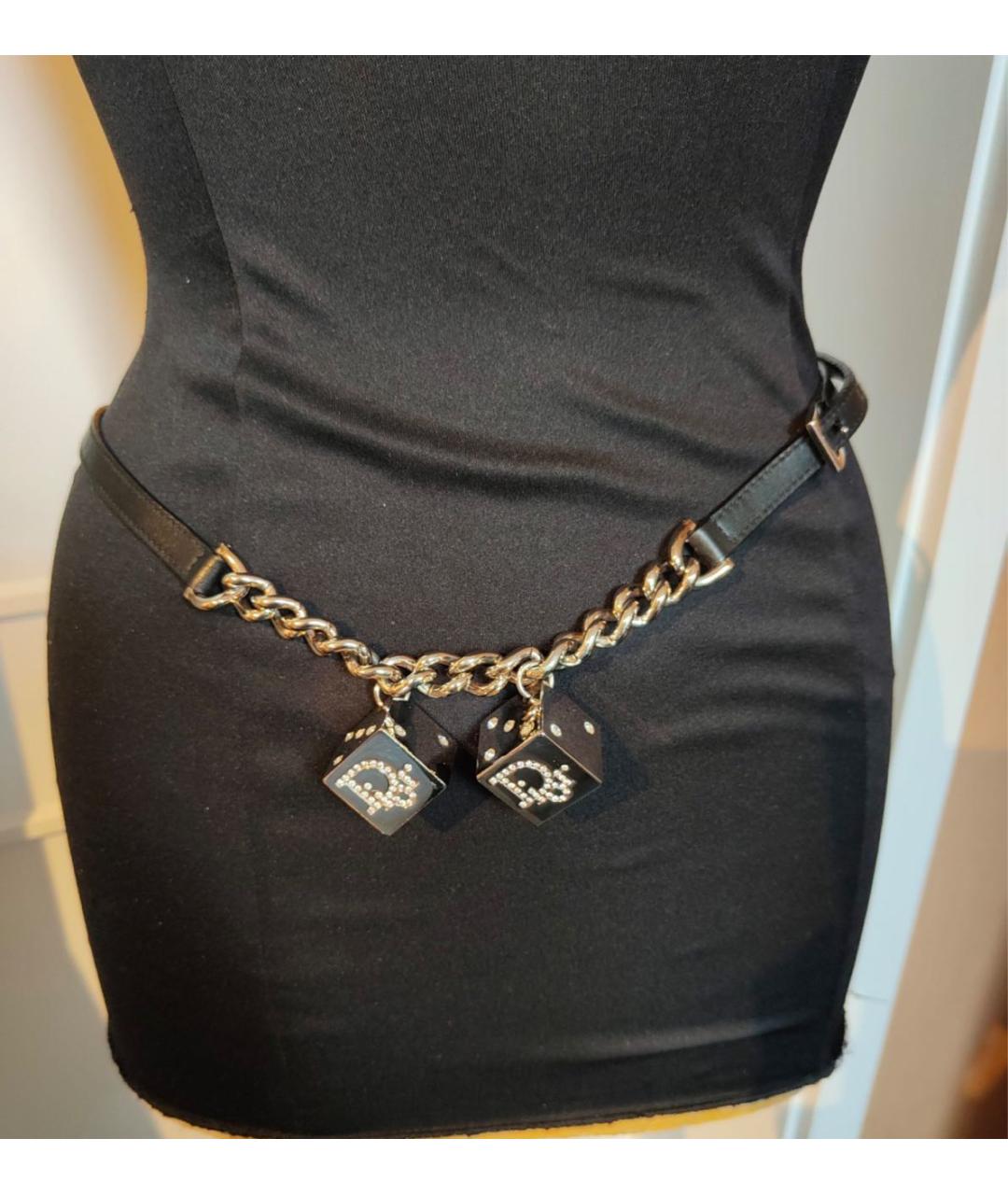 CHRISTIAN DIOR Черный кожаный ремень, фото 2