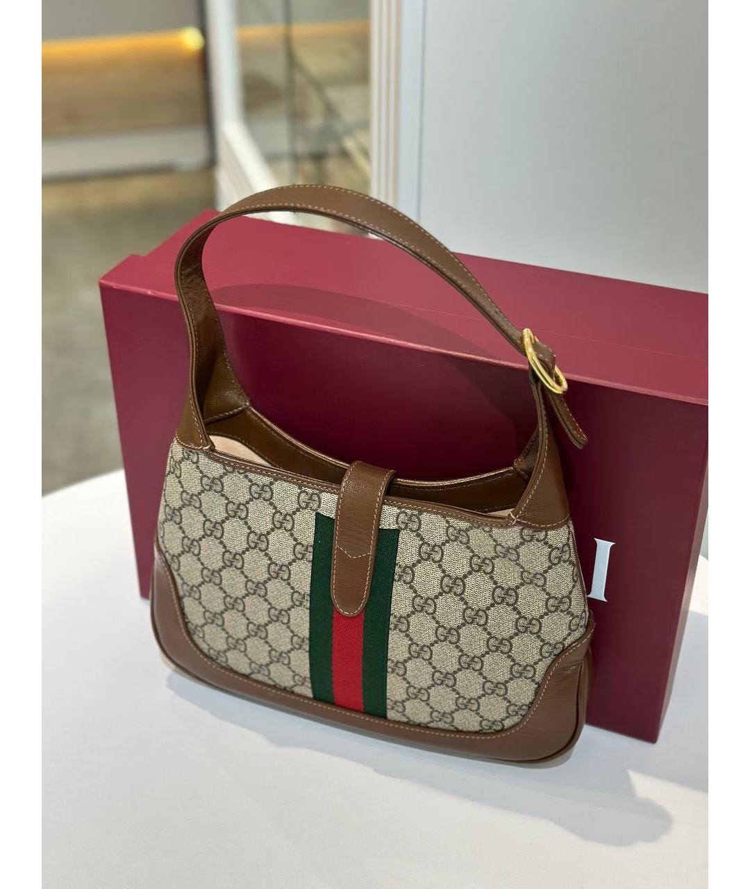 GUCCI Коричневая кожаная сумка тоут, фото 4