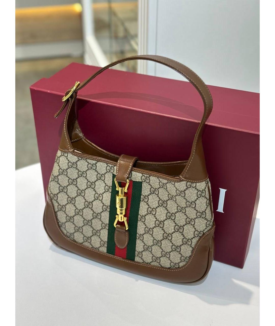 GUCCI Коричневая кожаная сумка тоут, фото 5