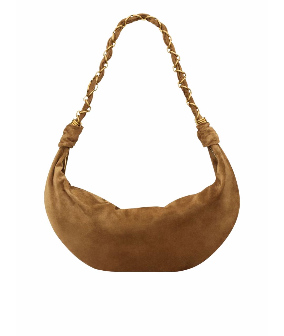 SAINT LAURENT Коричневая замшевая сумка тоут, фото 1