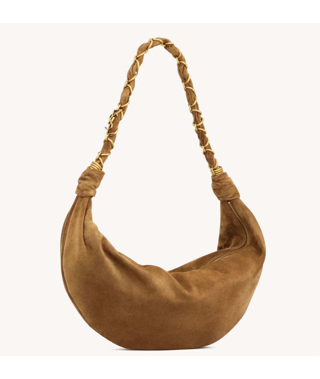 SAINT LAURENT Коричневая замшевая сумка тоут, фото 3