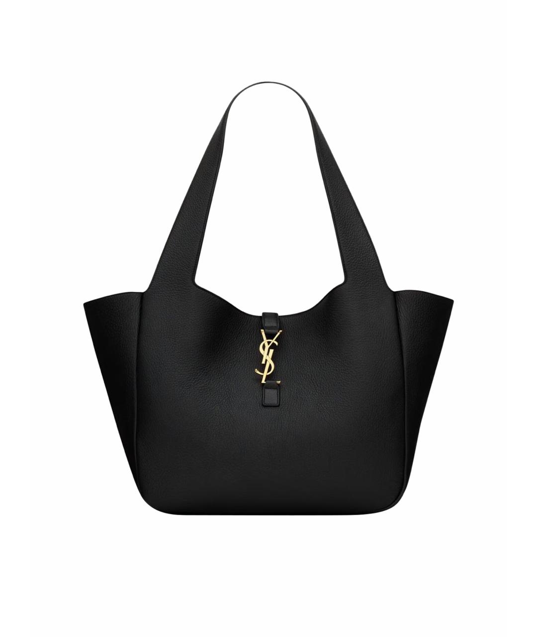SAINT LAURENT Черная кожаная сумка тоут, фото 1